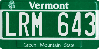 VT license plate LRM643