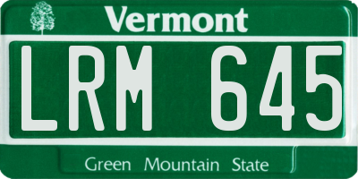VT license plate LRM645