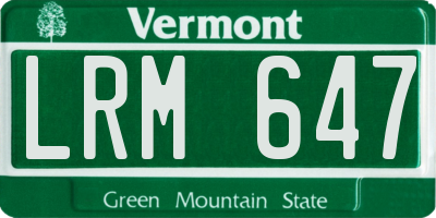 VT license plate LRM647