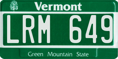 VT license plate LRM649