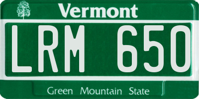 VT license plate LRM650