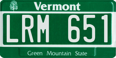 VT license plate LRM651