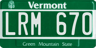 VT license plate LRM670