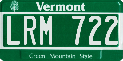VT license plate LRM722