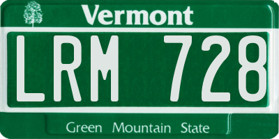 VT license plate LRM728