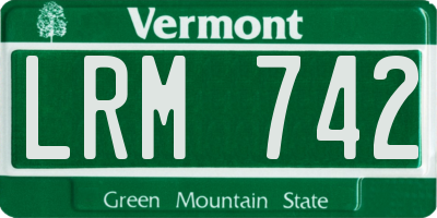 VT license plate LRM742