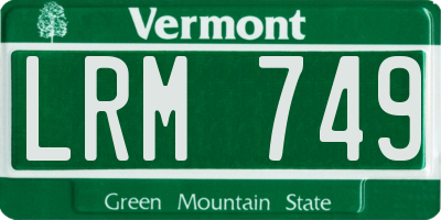 VT license plate LRM749