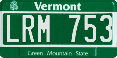 VT license plate LRM753