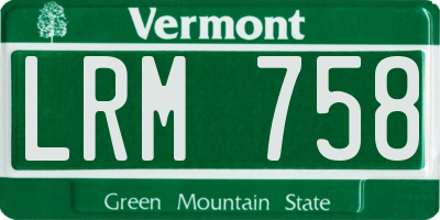 VT license plate LRM758