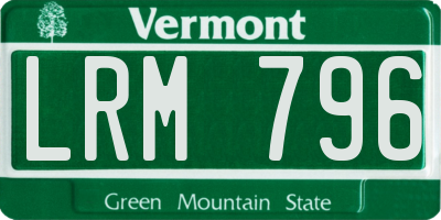 VT license plate LRM796