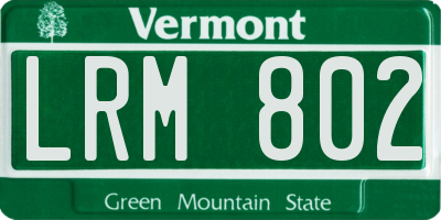 VT license plate LRM802