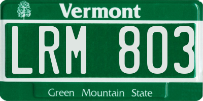 VT license plate LRM803