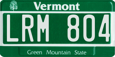VT license plate LRM804