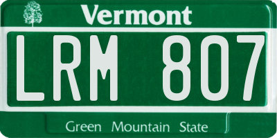 VT license plate LRM807