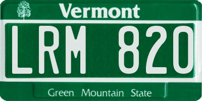 VT license plate LRM820