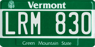 VT license plate LRM830