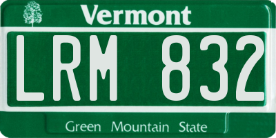 VT license plate LRM832