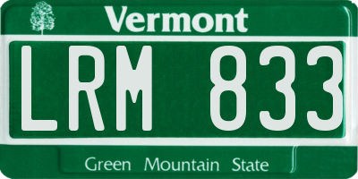 VT license plate LRM833