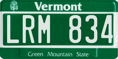 VT license plate LRM834