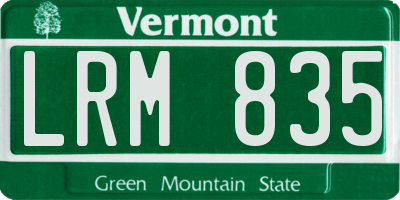 VT license plate LRM835