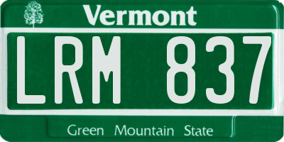 VT license plate LRM837