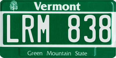 VT license plate LRM838