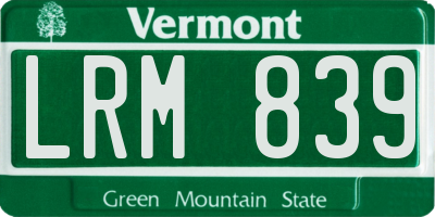 VT license plate LRM839