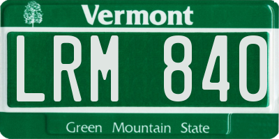 VT license plate LRM840