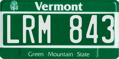 VT license plate LRM843