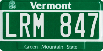 VT license plate LRM847