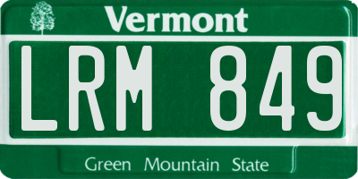 VT license plate LRM849