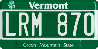 VT license plate LRM870