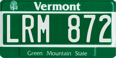 VT license plate LRM872