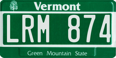 VT license plate LRM874