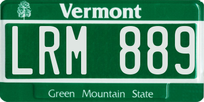 VT license plate LRM889