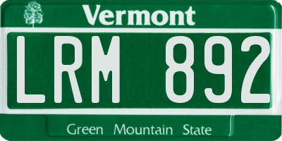 VT license plate LRM892