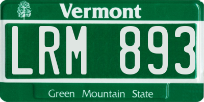 VT license plate LRM893