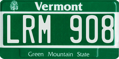 VT license plate LRM908