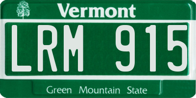 VT license plate LRM915