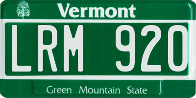 VT license plate LRM920