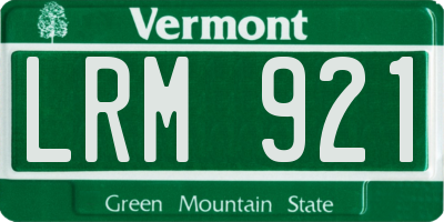 VT license plate LRM921