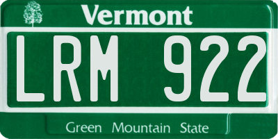 VT license plate LRM922