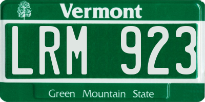 VT license plate LRM923
