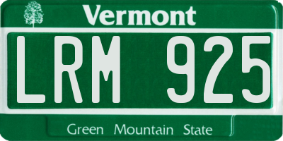 VT license plate LRM925