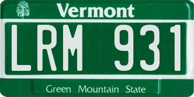 VT license plate LRM931