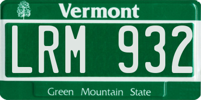 VT license plate LRM932
