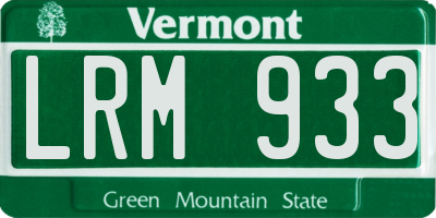 VT license plate LRM933