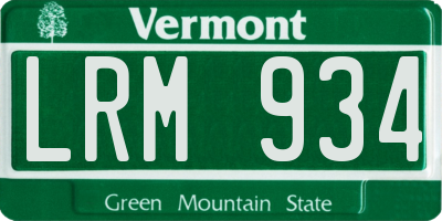 VT license plate LRM934