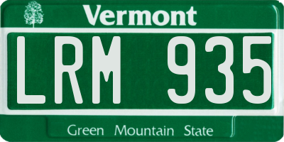 VT license plate LRM935