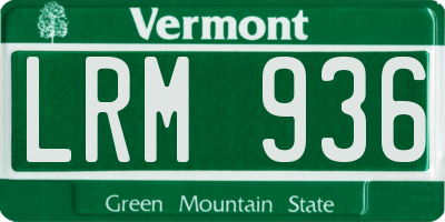 VT license plate LRM936